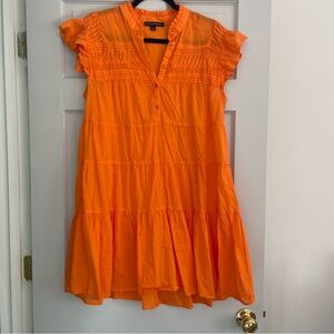 Boston Proper Bright Orange Ruffled Dress